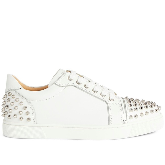 Christian Louboutin Vieira Embellished Leather Spike Sneakers - Picture 3 of 13